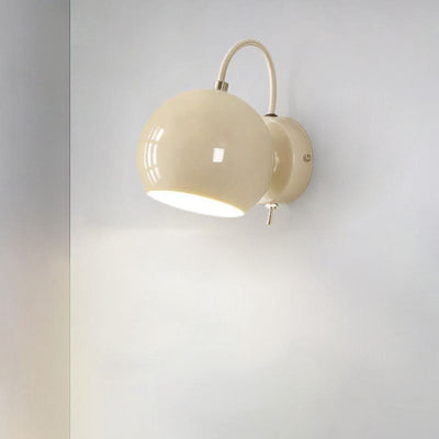 Modern Minimalist Cream Round Iron Aluminum 1-Light Wall Sconce Lamp For Bedroom