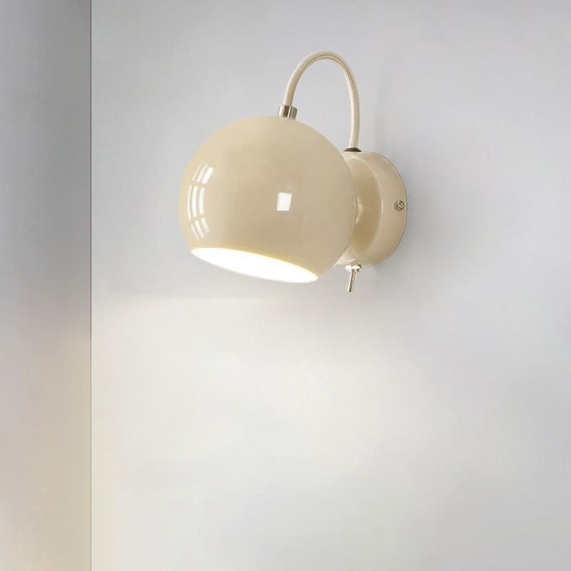 Modern Minimalist Cream Round Iron Aluminum 1-Light Wall Sconce Lamp For Bedroom