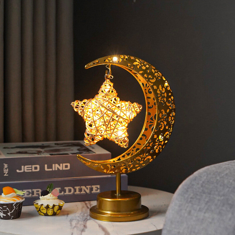 Muslim Festival Iron Moon Light Orb LED Decorative Table Lamp