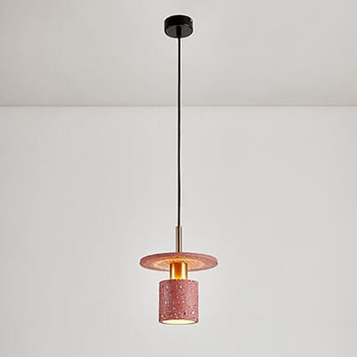 Industrial Minimalist Cement Cylinder Round 1-Light Pendant Light