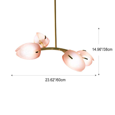 Modern Minimalist Flower Bud Iron Glass 1/2/3/4/5/6 Light Island Light Chandelier For Dining Room