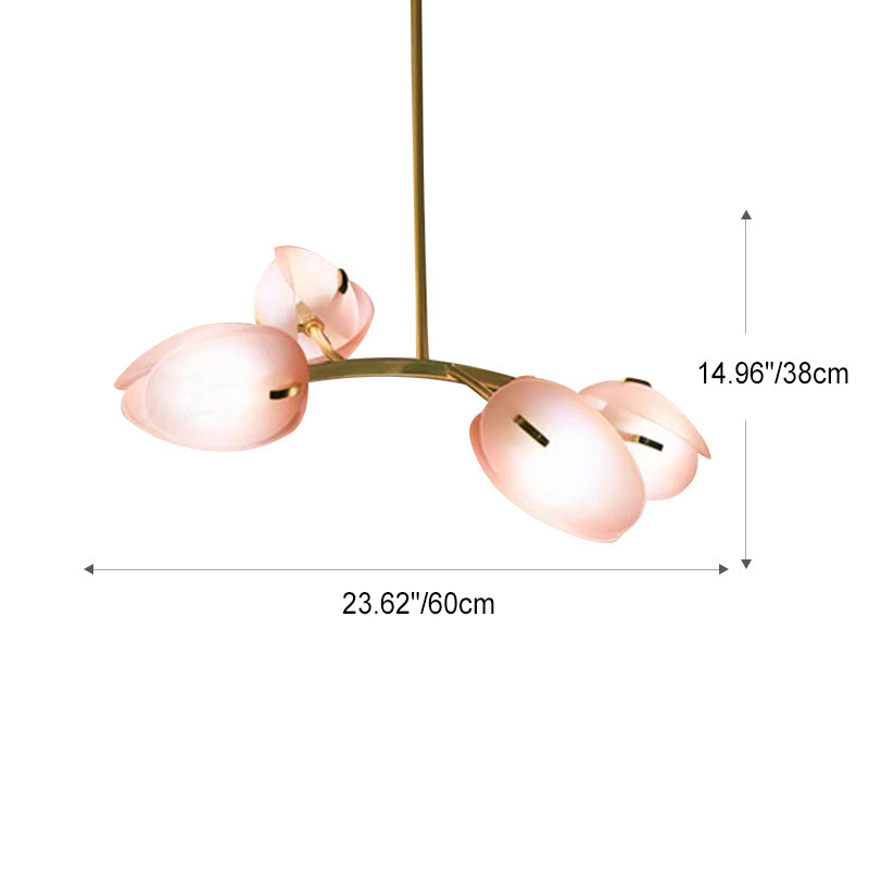 Modern Minimalist Flower Bud Iron Glass 1/2/3/4/5/6 Light Island Light Chandelier For Dining Room