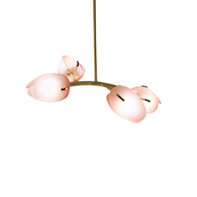 Modern Minimalist Flower Bud Iron Glass 1/2/3/4/5/6 Light Island Light Chandelier For Dining Room