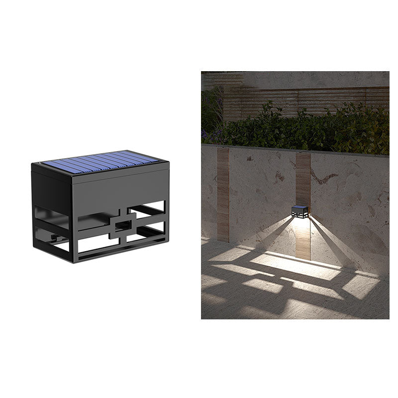 Simple Solar Square Skeleton LED Outdoor Fence Wall Sconce Lamp