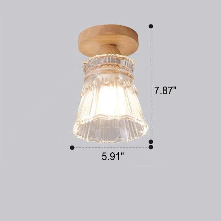 Japanese Simple Glass Log 1-Light Semi-Flush Mount Light