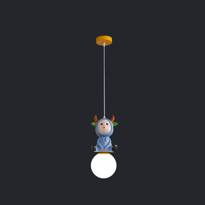Lampe suspendue pour enfants à 1 lumière en résine de dessin animé nordique fusée bonhomme de neige 