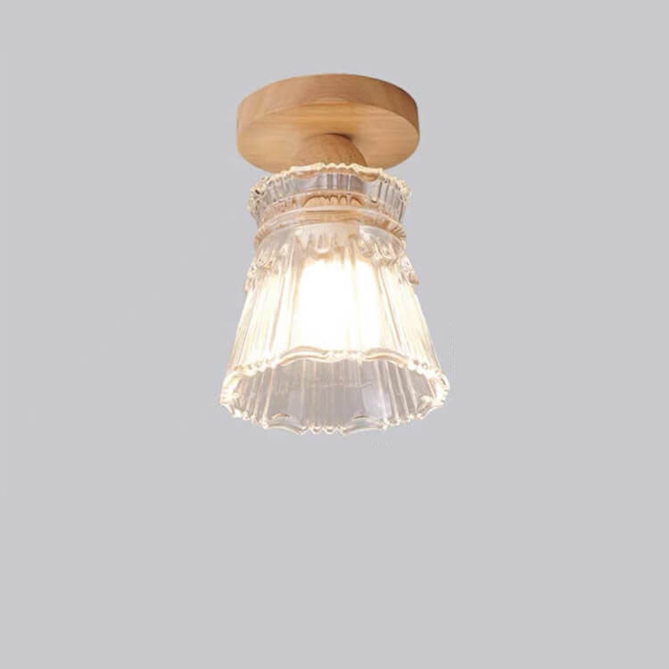 Japanese Simple Glass Log 1-Light Semi-Flush Mount Light