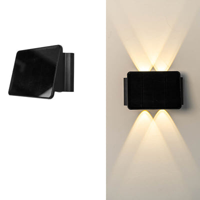 Modern Pure Black Geometric Plastic Solar LED Outdoor Waterproof Garden Wall Light