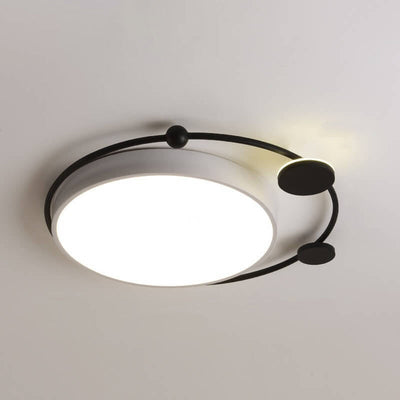 Modern Luxury Iron Circle Ring Acrylic Shade LED Flush Mount Ceiling Light For Living Room