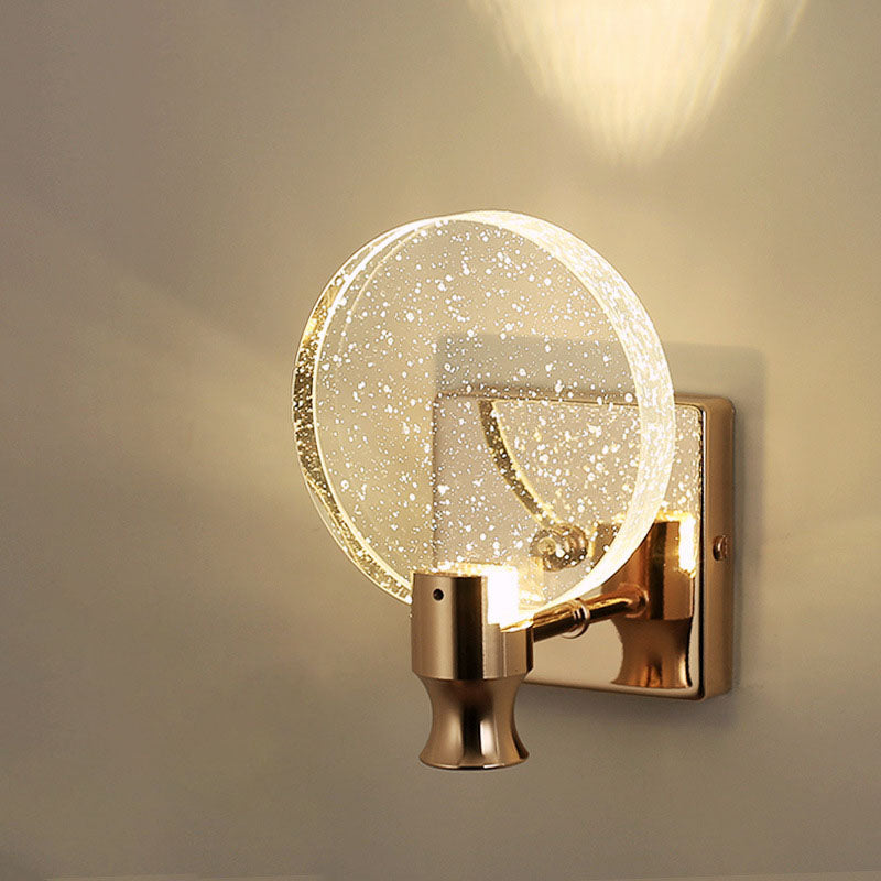 Modern Luxury Round Bubble Crystal Aluminum Iron LED Wall Sconce Lamp For Living Room