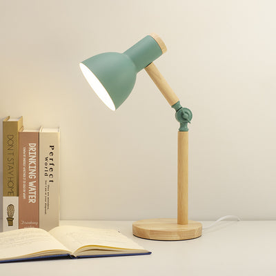 Modern Minimalist Solid Color Rotatable Wood Iron 1-Light Table Lamp