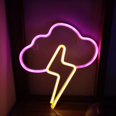 Creative Neon Cloud Lightning Shape LED Battery/USB Decorative Light