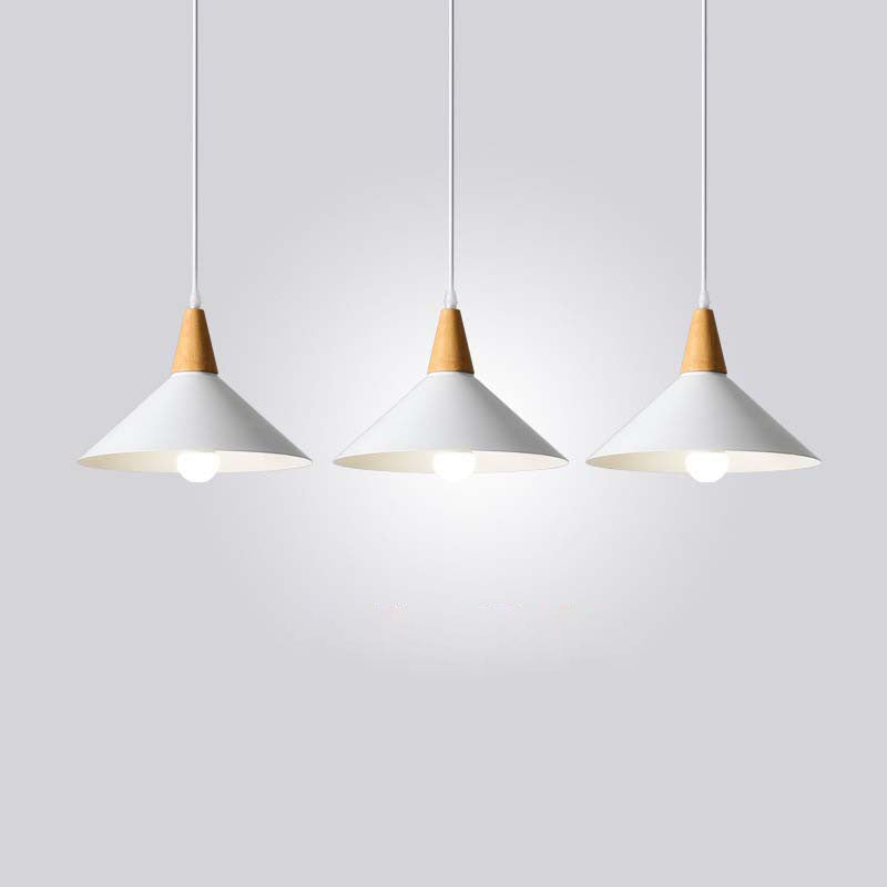 Japanese Simplicity Log Cone Iron 1-Light Pendant Light