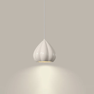 Modern Minimalist Cream Triangle Aluminum Resin 1-Light Pendant Light For Bedroom