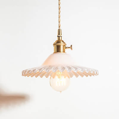 European Vintage Rustic Glass Copper 1-Light Pendant Light