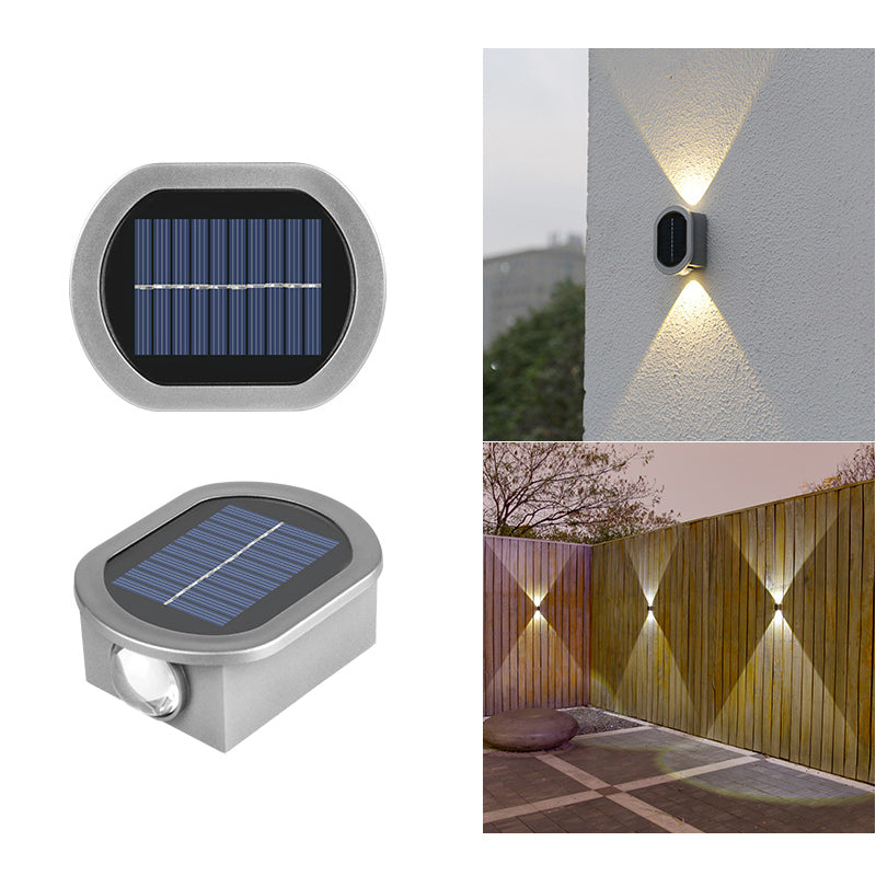 Outdoor Solar Oval Hexagonal Waterproof LED Patio Wall Sconce Lamp