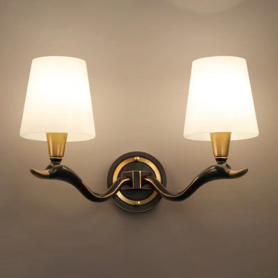 European Luxury Brass Swan Neck Glass 1/2 Light Wall Sconce Lamp