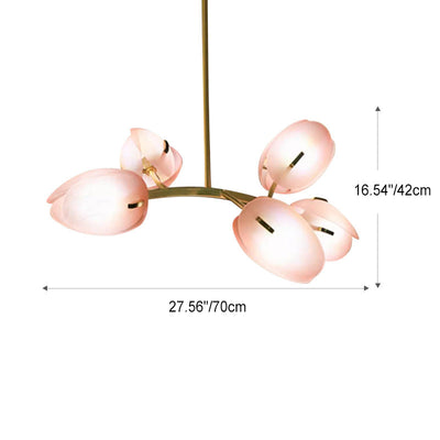 Modern Minimalist Flower Bud Iron Glass 1/2/3/4/5/6 Light Island Light Chandelier For Dining Room