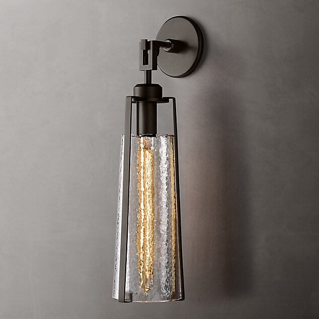 European Light Luxury Metal Glass 1-Light Wall Sconce Lamp