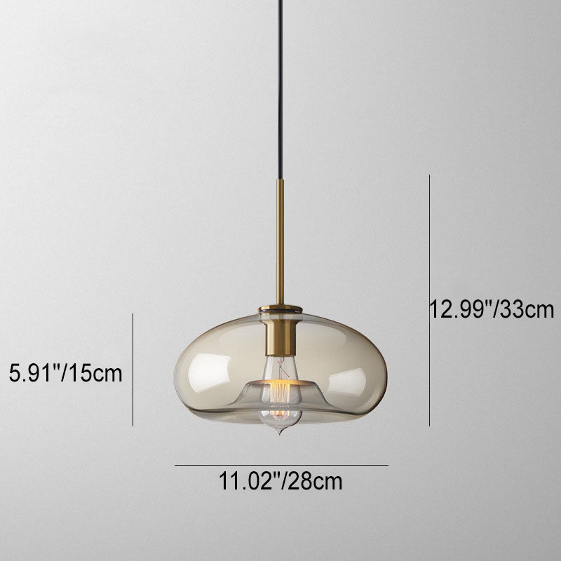 Lampe suspendue à 1 lumière ronde en verre de cognac minimaliste nordique 