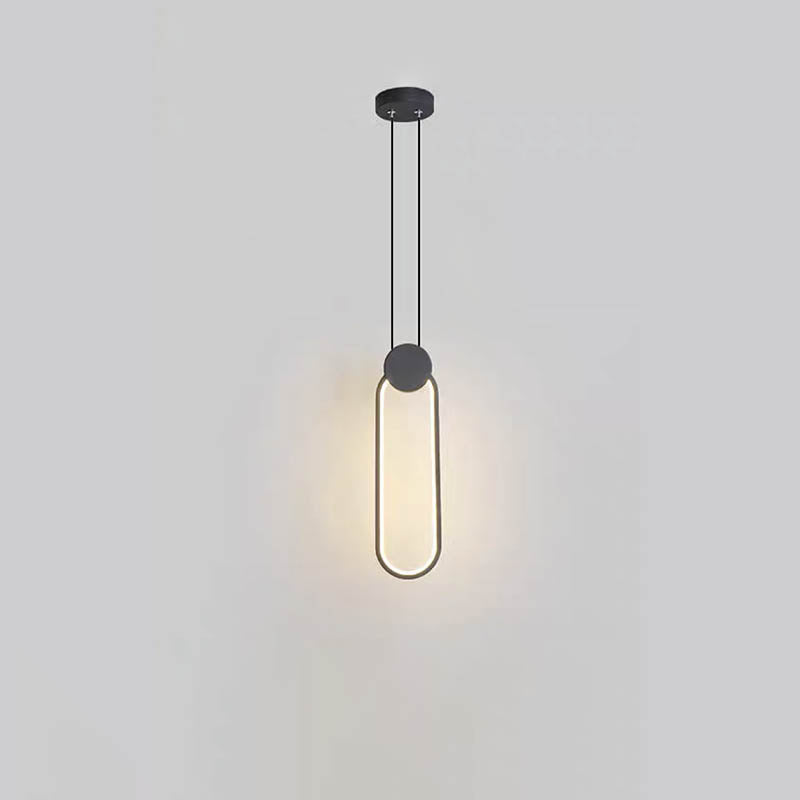 Modern Minimalist Iron Silicone Geometric Round Frame LED Pendant Light for Bedroom