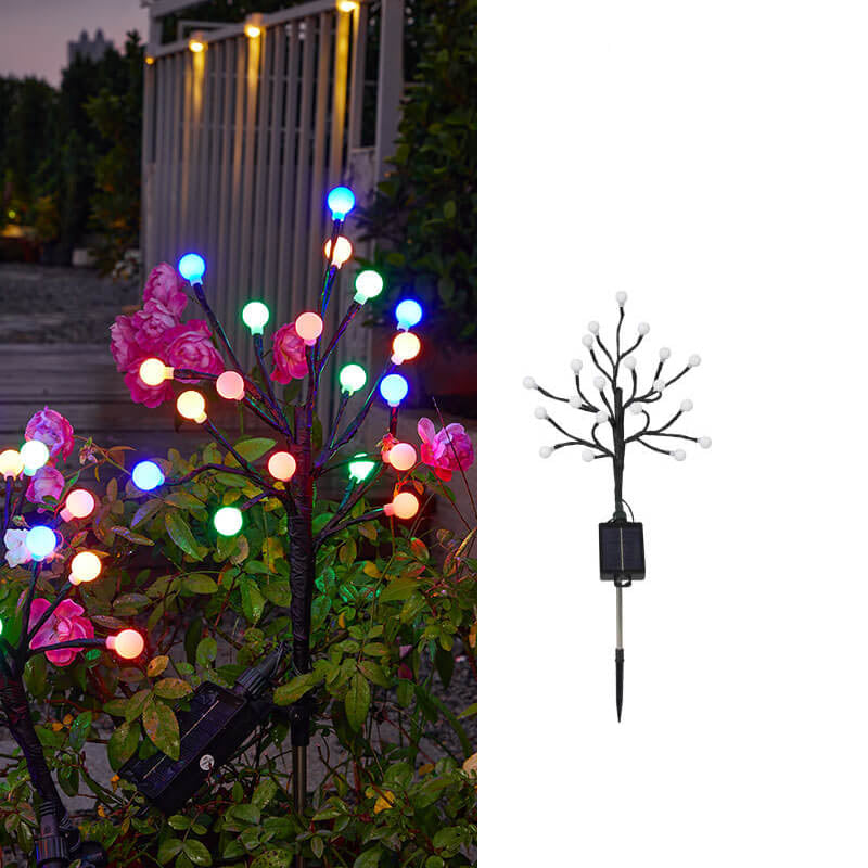 Modern Solar Round Ball Tree Branch ABS Stainless Steel LED Outdoor Landscape Light