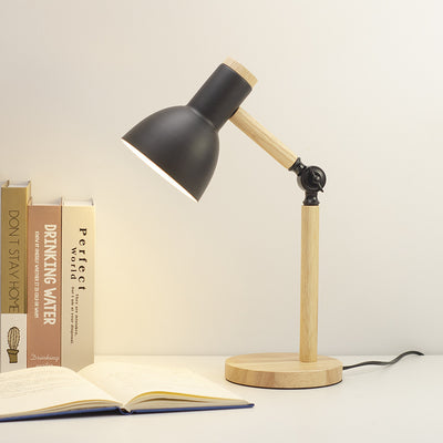 Modern Minimalist Solid Color Rotatable Wood Iron 1-Light Table Lamp