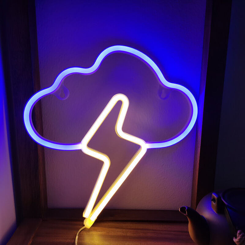 Creative Neon Cloud Lightning Shape LED Battery/USB Decorative Light