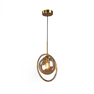 Modern Minimalist Round Ball Iron Glass 1-Light Pendant Light For Bedroom