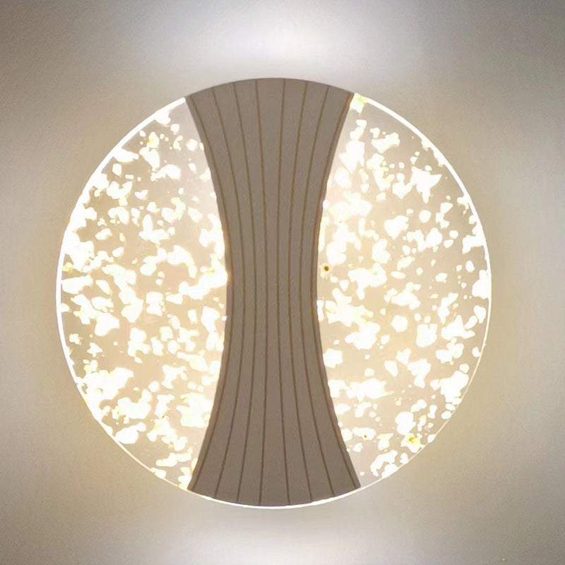 Modern Minimalist Round Diamond Hardware Acrylic LED Wall Sconce Lamp For Bedroom