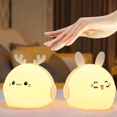 Kreative Cartoon Deer Rabbit Silikon USB LED Nachtlicht Tischlampe