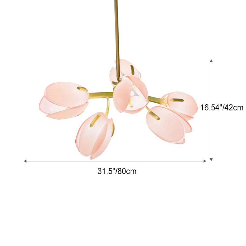 Modern Minimalist Flower Bud Iron Glass 1/2/3/4/5/6 Light Island Light Chandelier For Dining Room