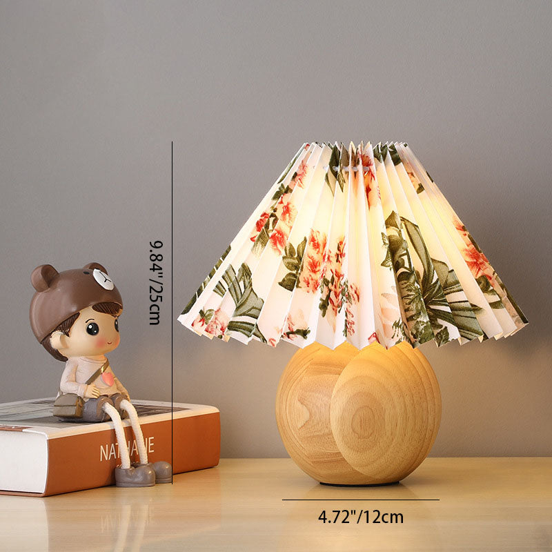 Contemporary Scandinavian Solid Wood Base PVC Lampshade 1-Light Table Lamp For Bedroom