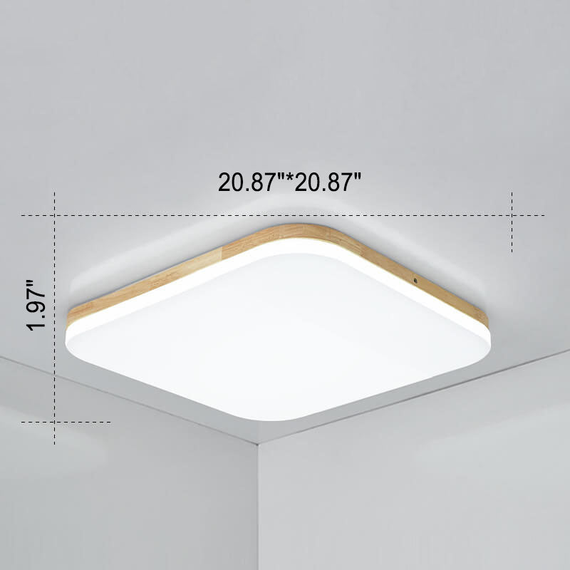Plafonnier encastré rectangulaire en bois massif à LED en PVC de simplicité nordique 