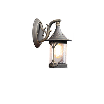 European Outdoor Glass Hexagonal Cage Waterproof 1-Light Wall Sconce Lamp