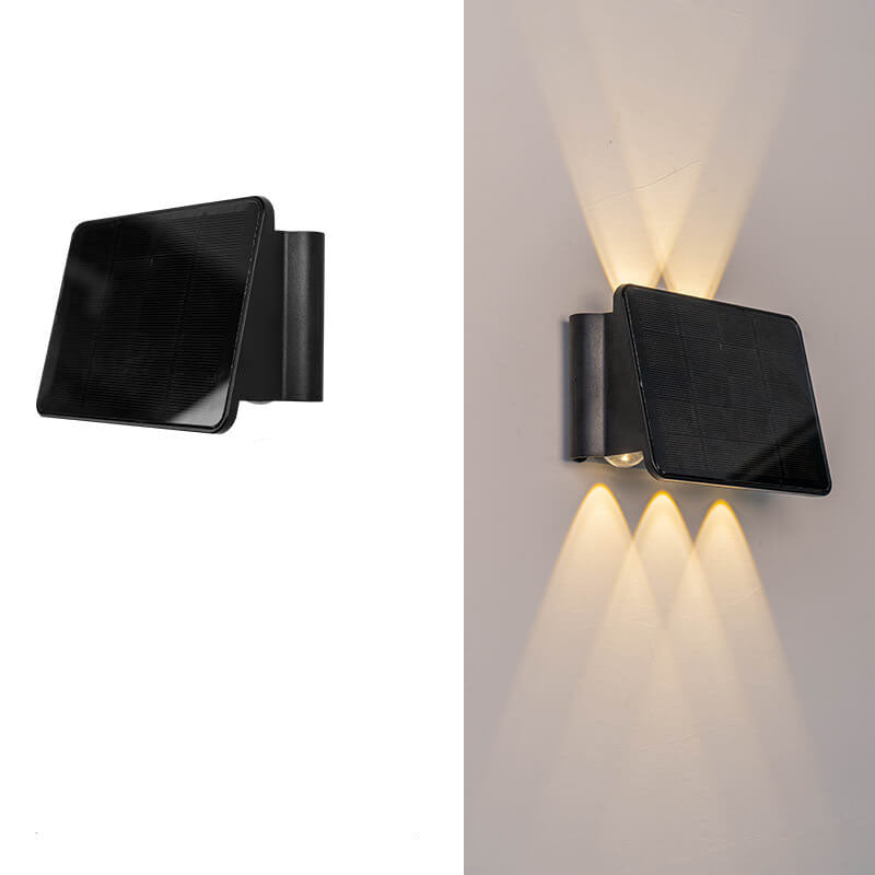 Modern Pure Black Geometric Plastic Solar LED Outdoor Waterproof Garden Wall Light