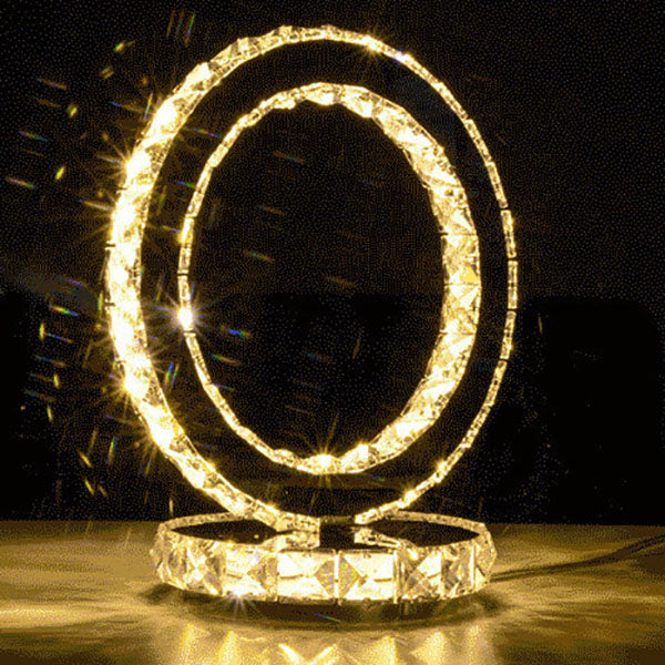 Luxury Crystal Round Stainless Steel LED Table Lamp