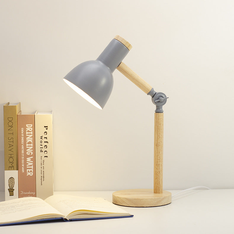 Modern Minimalist Solid Color Rotatable Wood Iron 1-Light Table Lamp