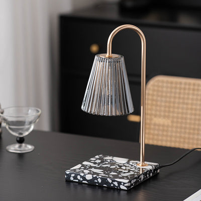 Minimalist Terrazzo Glass Shade 1-Light Melting Wax Table Lamp