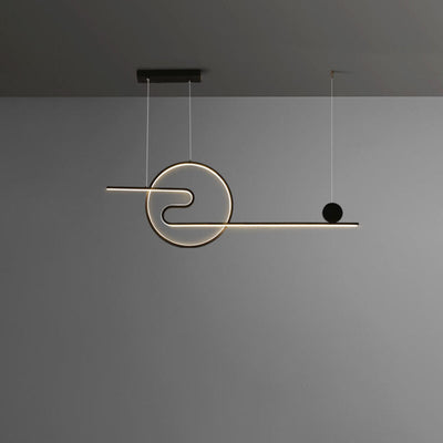 Nordic Minimalist Lines Round Island Light LED Chandelier