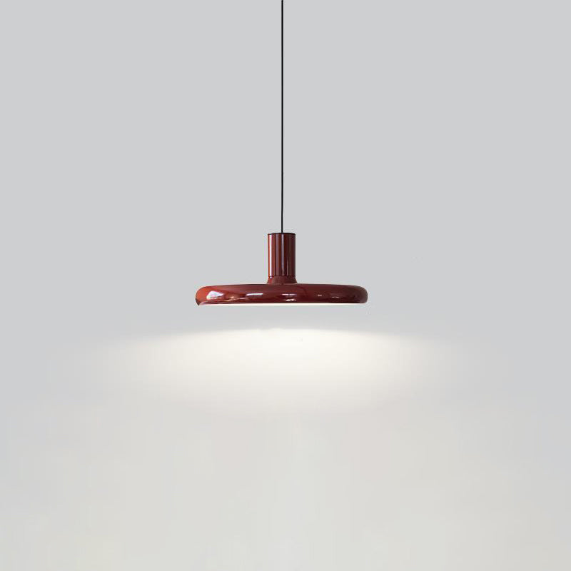 Lampe suspendue à 1 lumière avec soucoupe volante en fer rouge de simplicité contemporaine pour chambre à coucher 