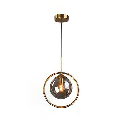 Modern Minimalist Round Ball Iron Glass 1-Light Pendant Light For Bedroom