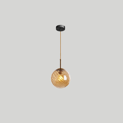 Nordic Creative Round Geometric Textured Glass 1-Light Pendant Light