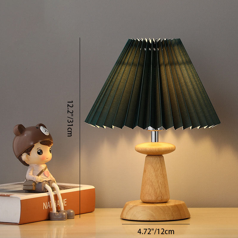 Contemporary Scandinavian Solid Wood Base PVC Lampshade 1-Light Table Lamp For Bedroom