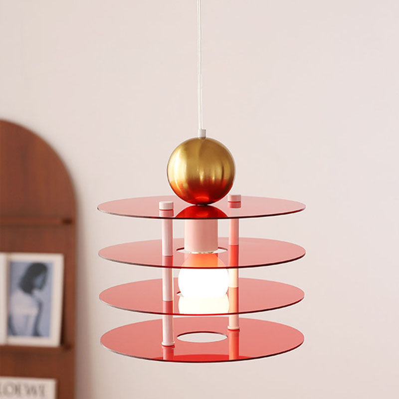 Contemporary Nordic Colorful Acrylic Flying Saucer 1-Light Pendant Light For Bedroom