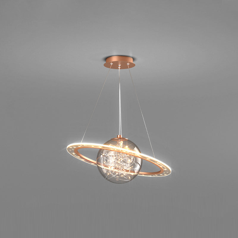 Contemporary Scandinavian Universe Planet Acrylic LED Pendant Light For Living Room