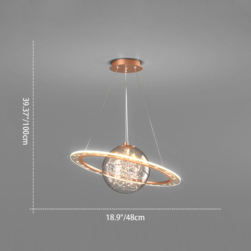 Contemporary Scandinavian Universe Planet Acrylic LED Pendant Light For Living Room