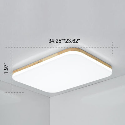 Plafonnier encastré rectangulaire en bois massif à LED en PVC de simplicité nordique 