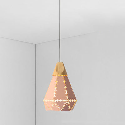 Luminaire suspendu à 1 lumière en fer de couleur unie macaron à géométrie nordique 