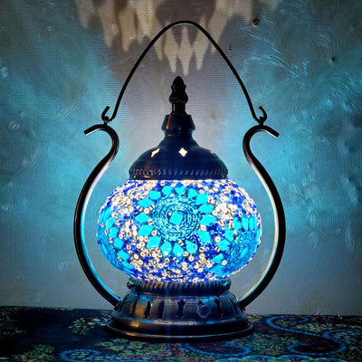 Moroccan Stained Glass Round Pot USB Rechargeable LED Portable Table Lamp